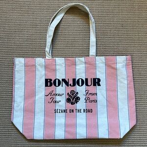 Sezane Pink Stripe Tote